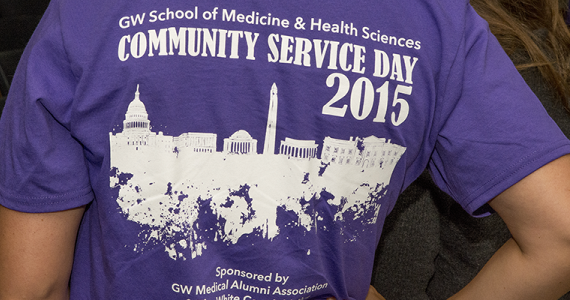 Close up of a Community Service Day 2015 t shirt