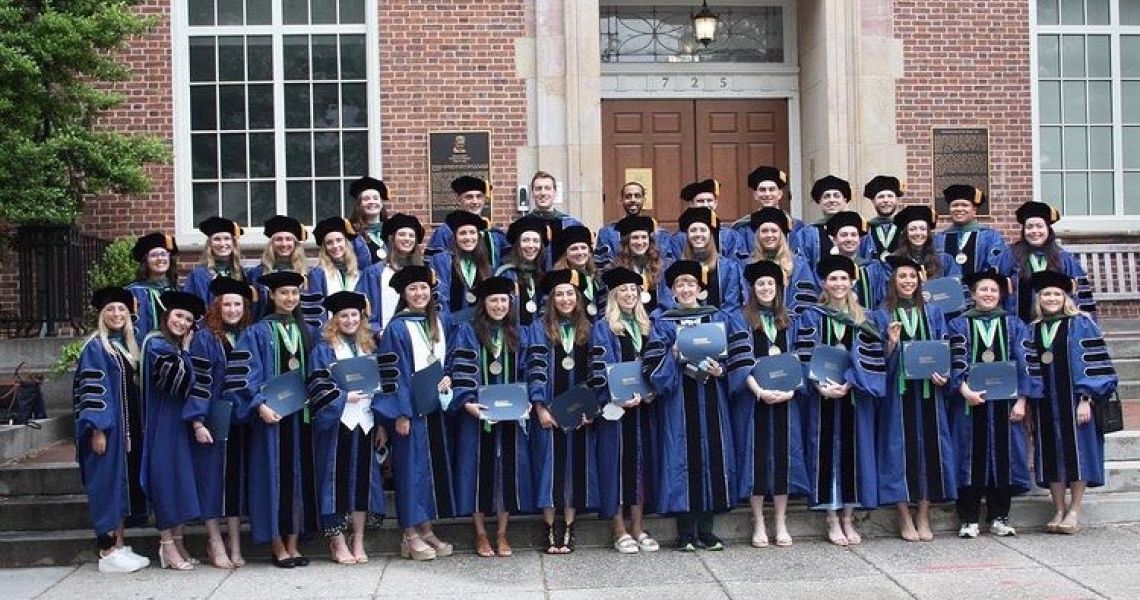Picture of the DPT Class of 2022 in their regalia