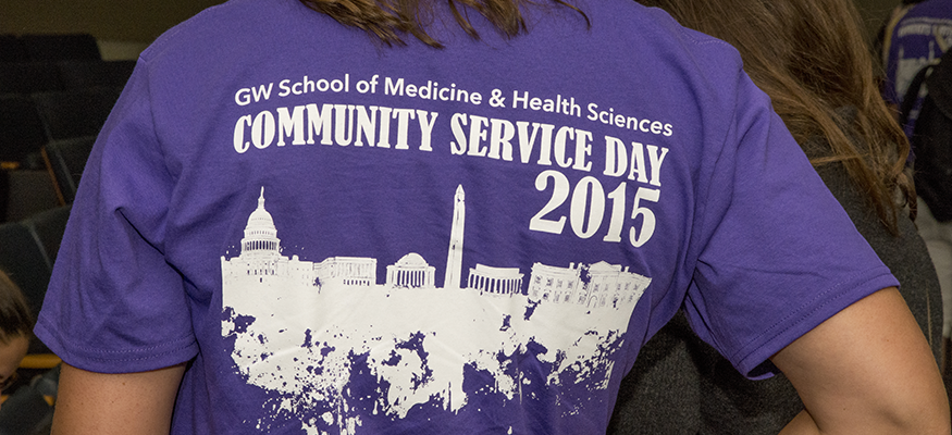 Student wearing Community Service Day 2015 shirt